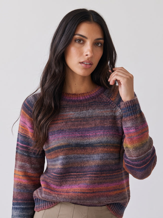 Juliette Space-Dye Striped Knit Sweater