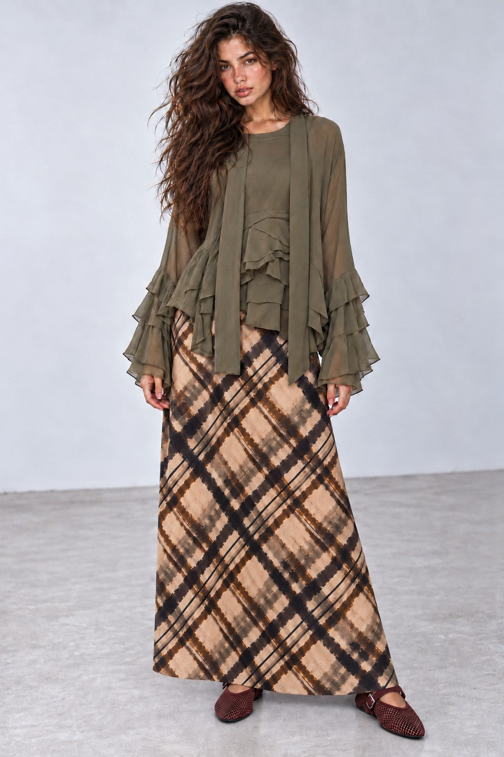 Rachel Ruffle Sleeve Chiffon Blouse