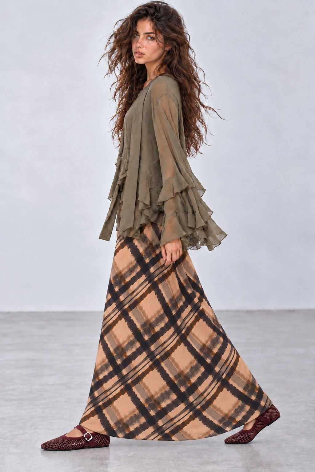 Rachel Ruffle Sleeve Chiffon Blouse
