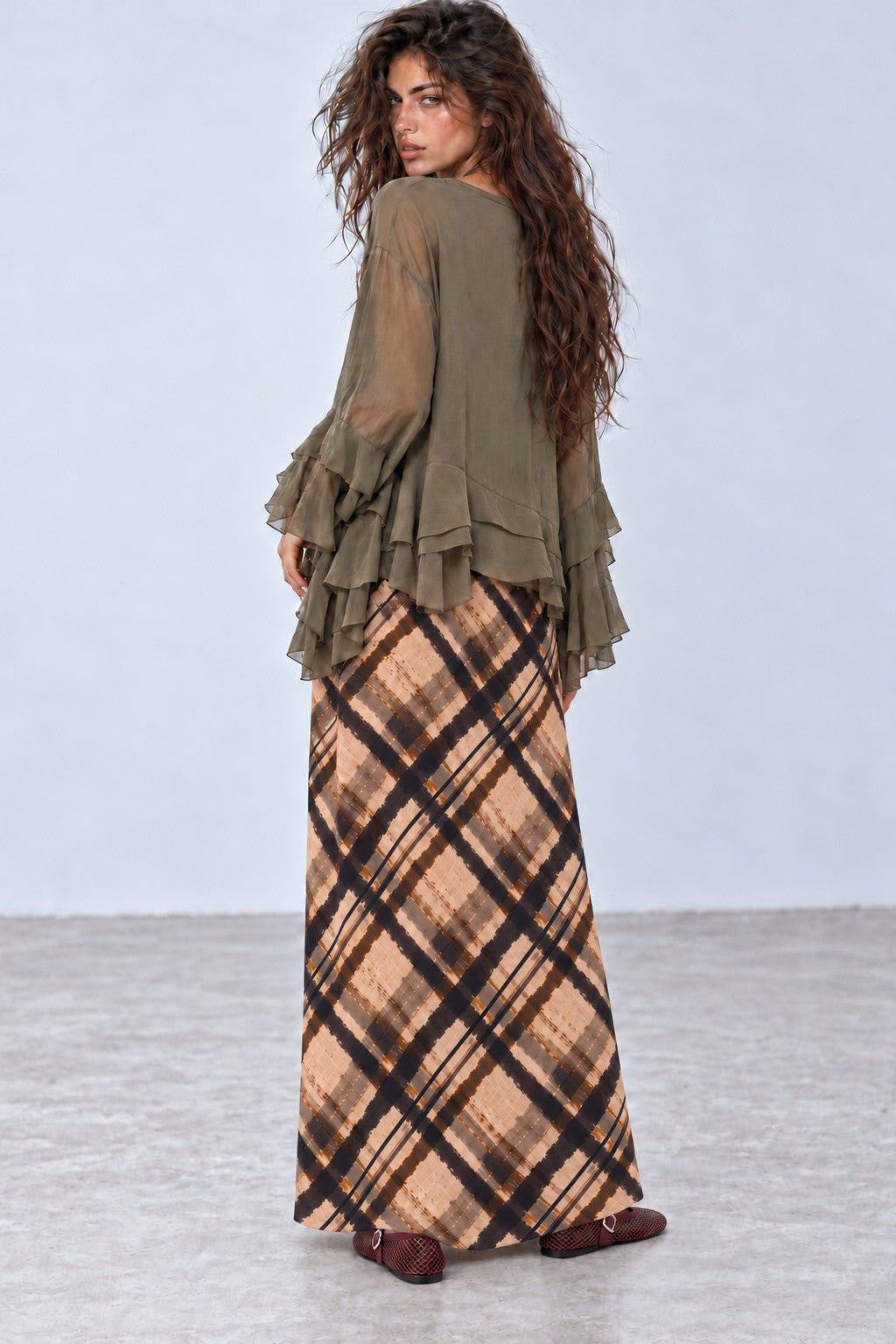 Rachel Ruffle Sleeve Chiffon Blouse