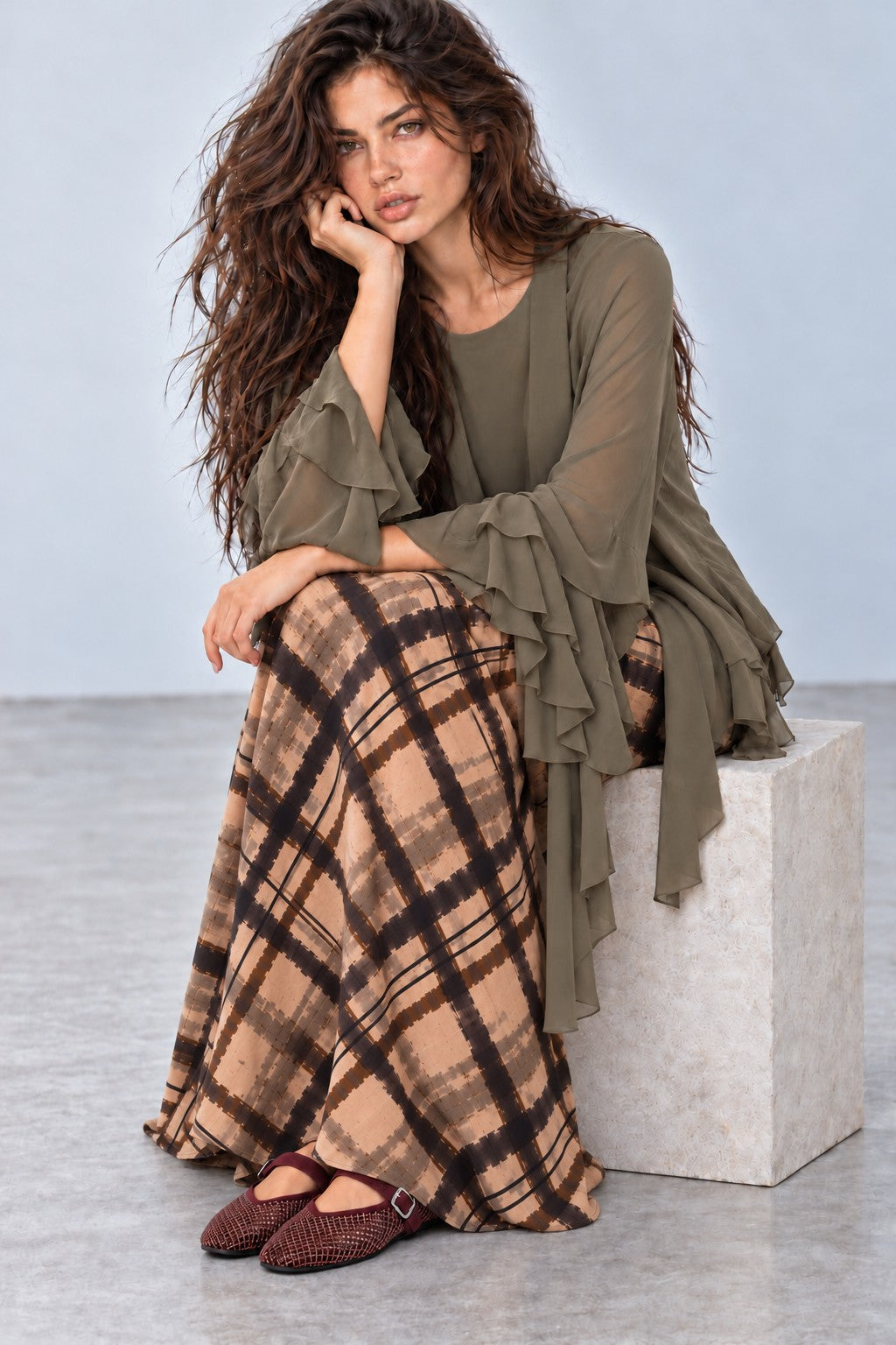 Rachel Ruffle Sleeve Chiffon Blouse