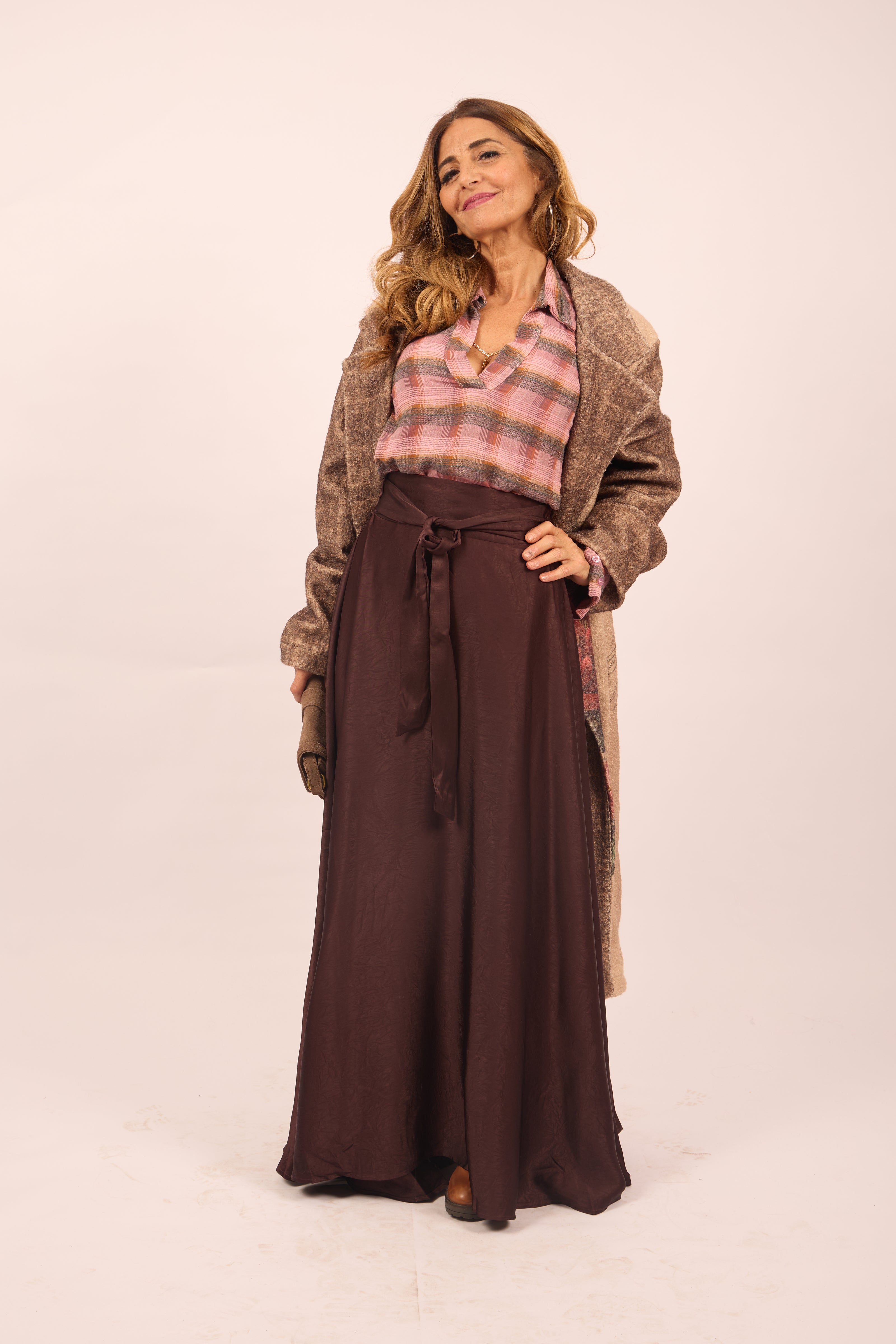 Elena Satin Tie-Waist Skirt