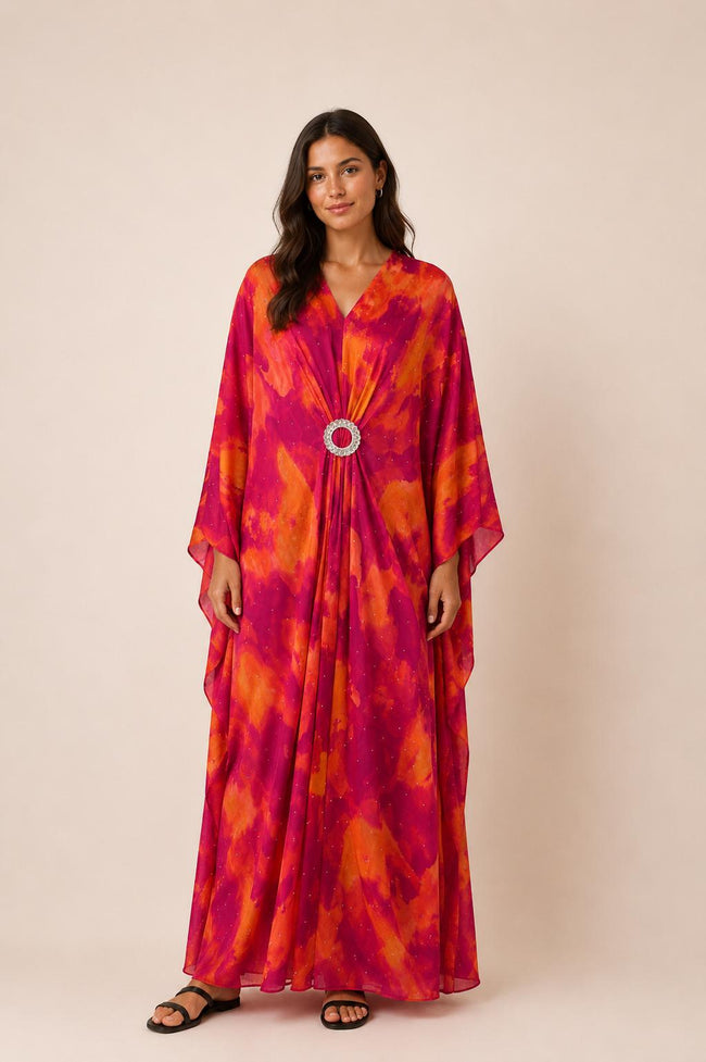 Reina Satin Kaftan Dress