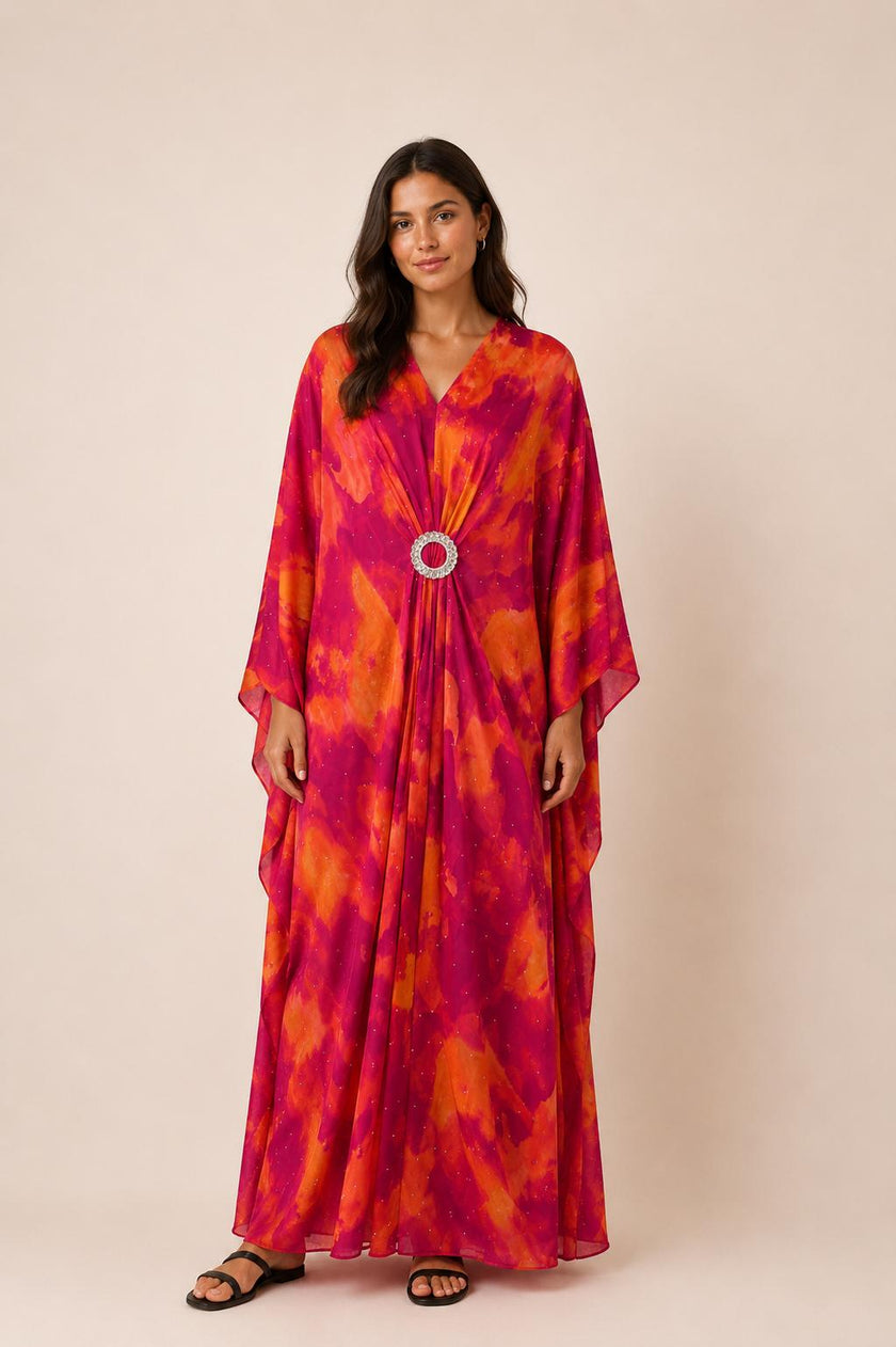 Reina Satin Kaftan Dress