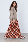 Rachel Plaid Satin Maxi Skirt