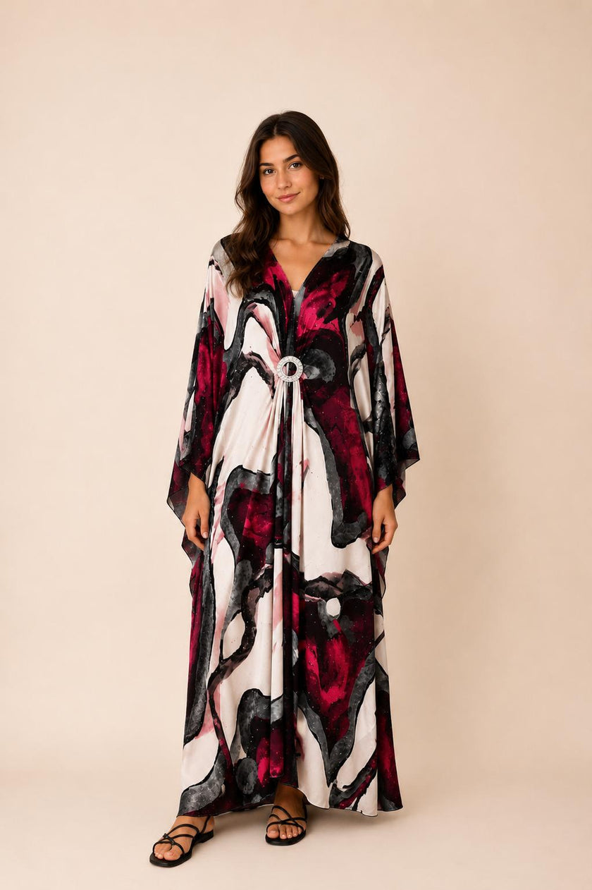 Reina Satin Kaftan Dress