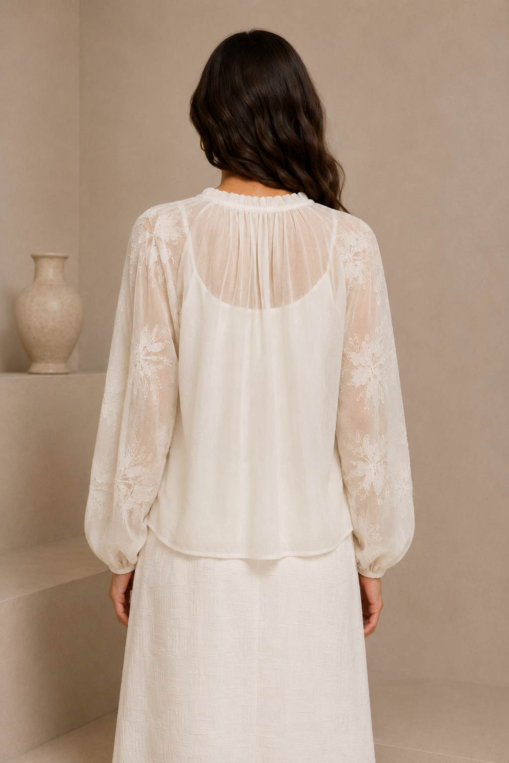 Serah Embroidered Chiffon Blouse