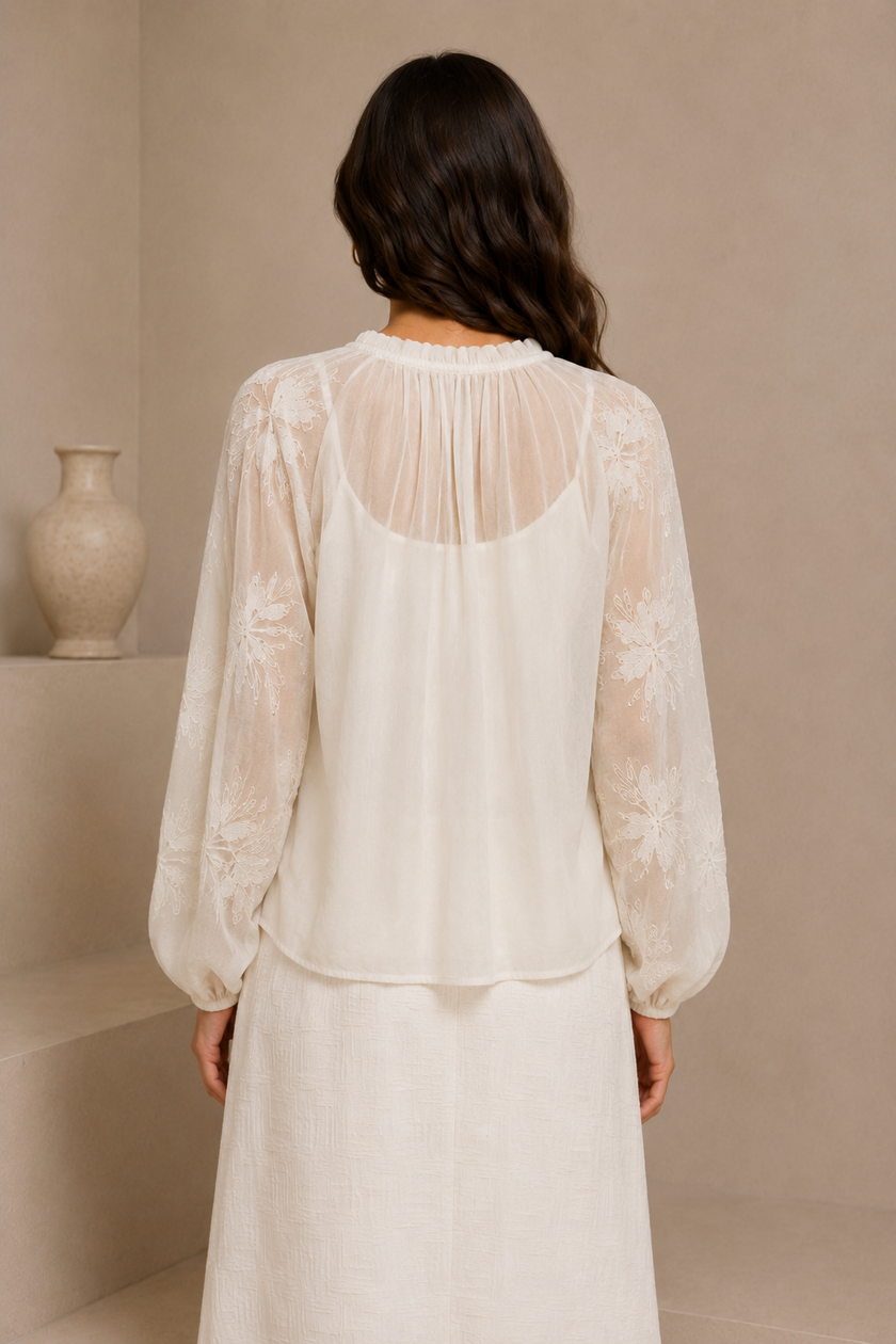 Serah Embroidered Chiffon Blouse