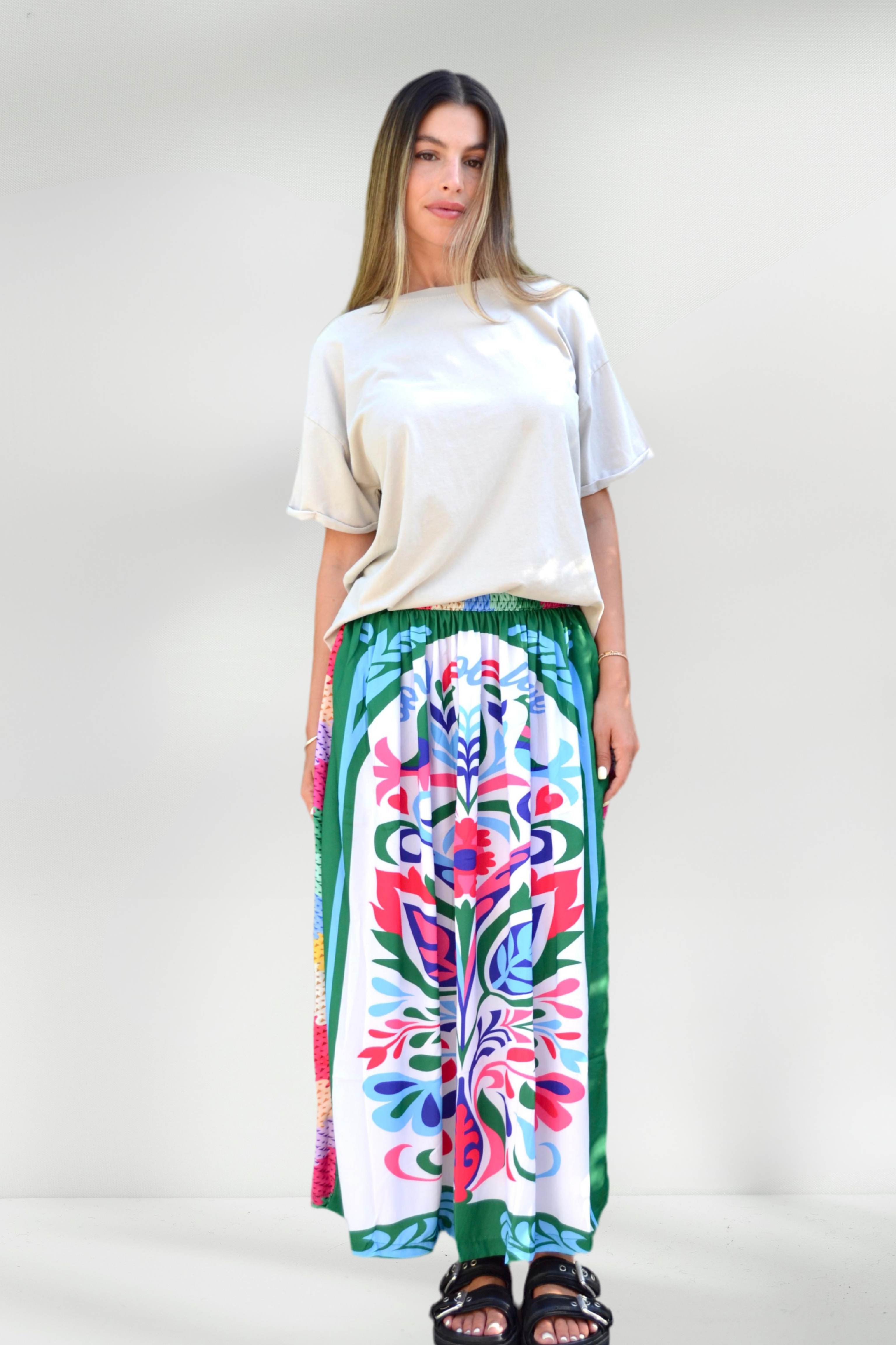 LUCIA MULTICOLOR FLORAL-PRINT MAXI SKIRT
