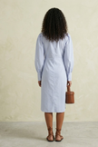 Melodie Twisted Blue Striped Shirt Dress
