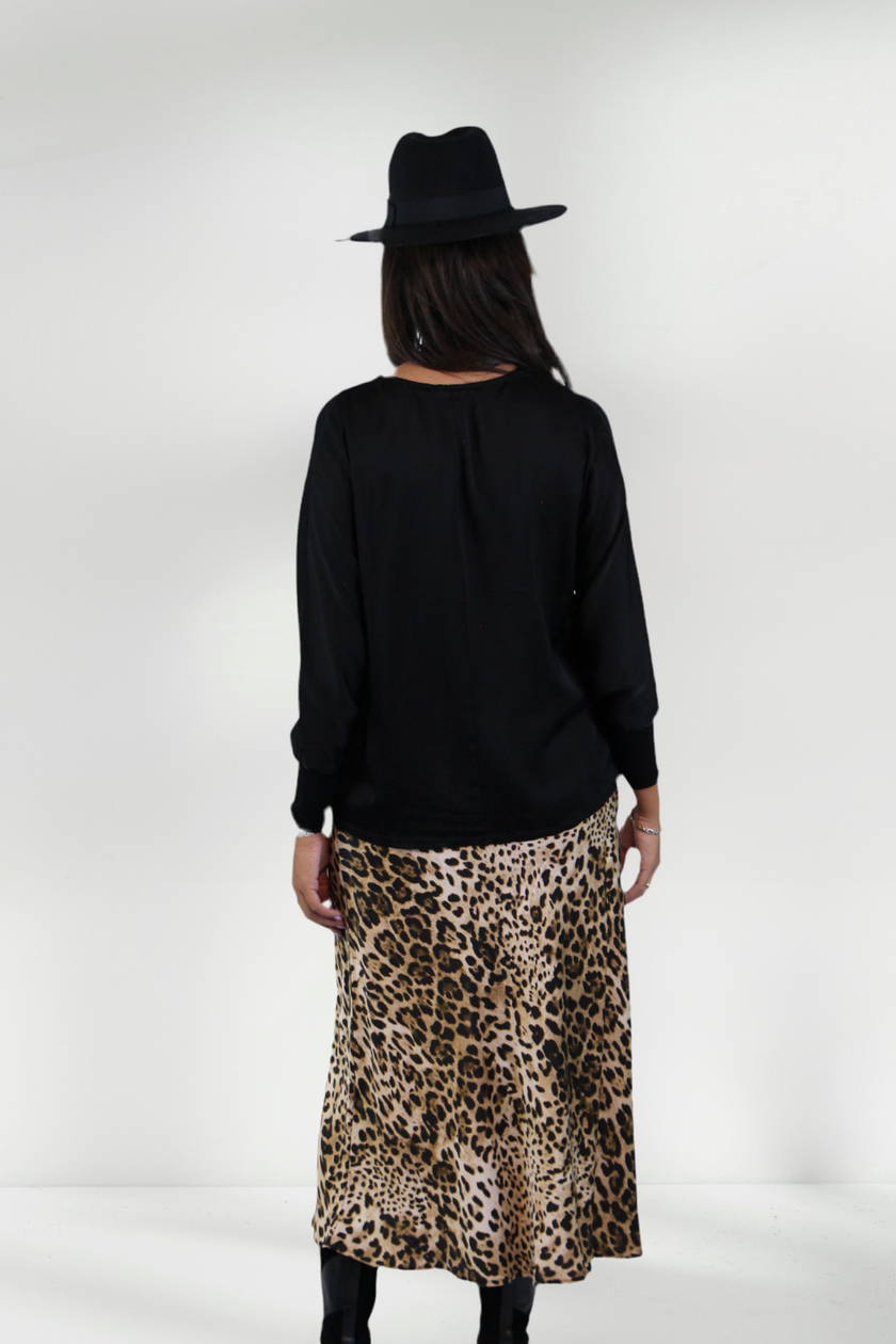 ABIMA SATIN V-NECK BLOUSE