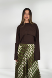 PAULINA LAYERED BROWN LONG SLEEVE TOP