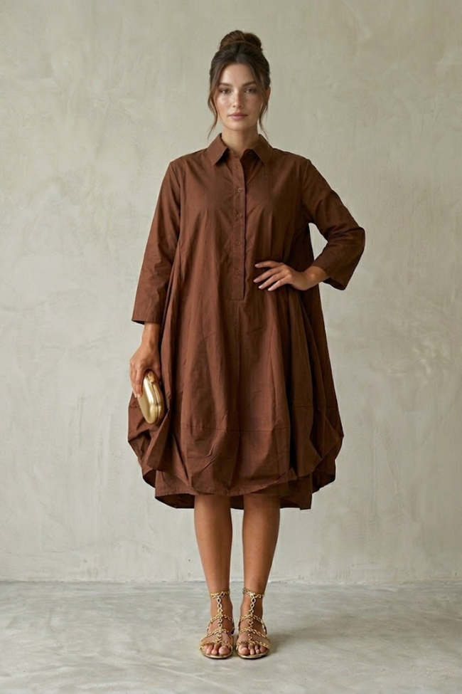 Leva Oversized Shirt Dress – Cinnamon Brown