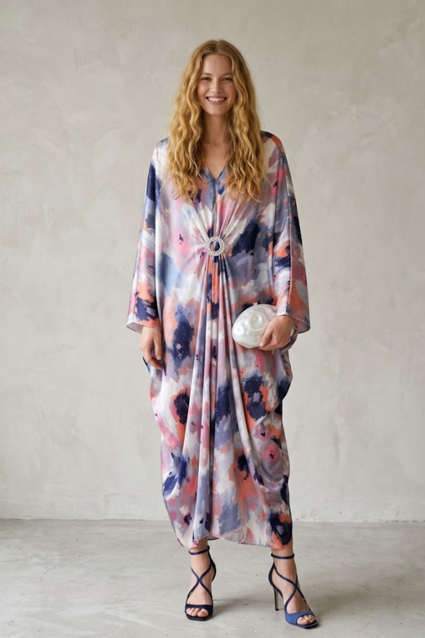 Reina Satin Kaftan Dress