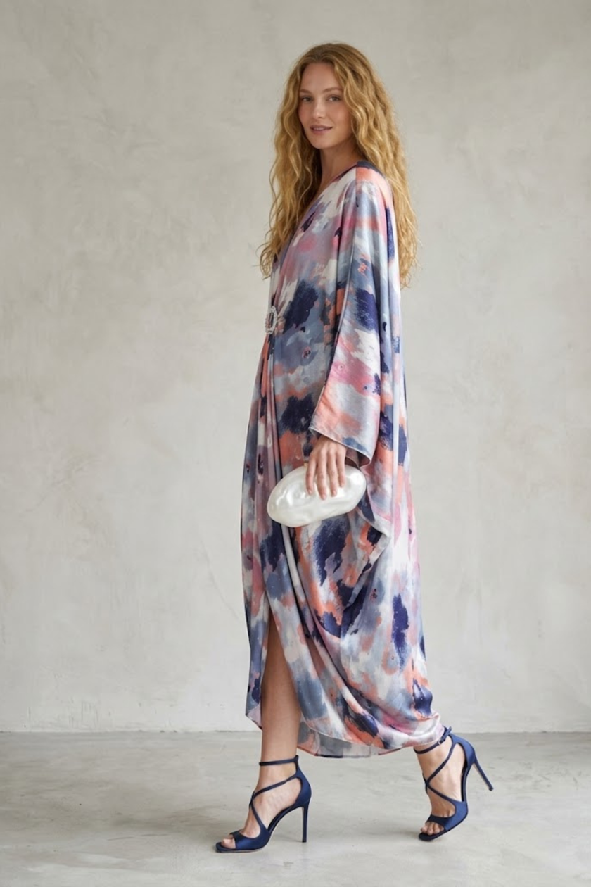 Reina Satin Kaftan Dress
