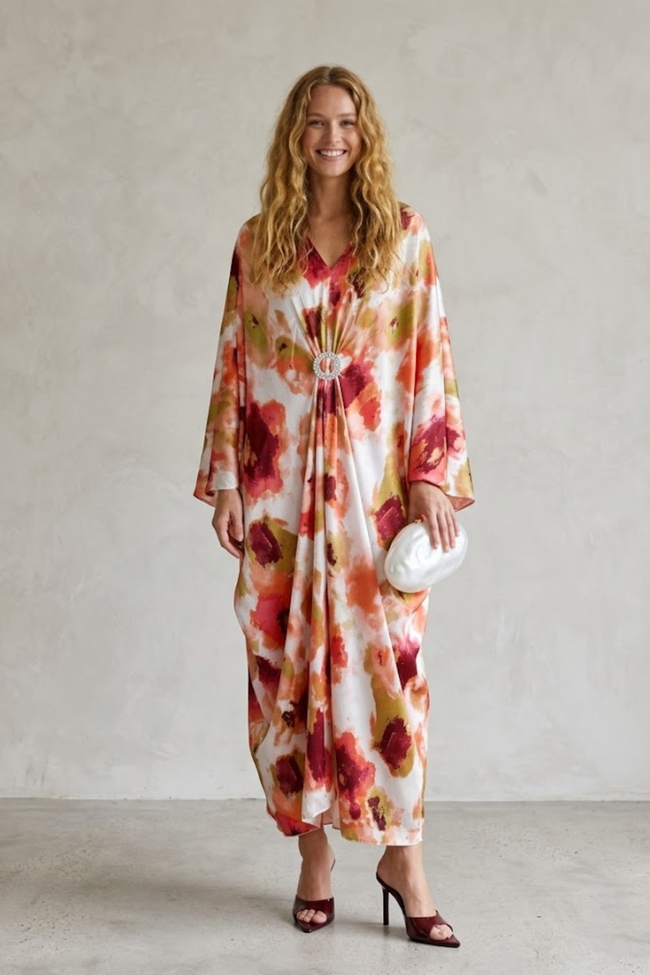 Reina Satin Kaftan Dress