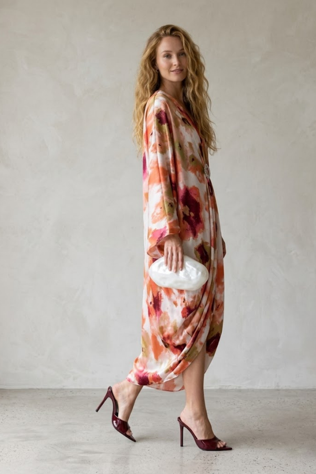 Reina Satin Kaftan Dress