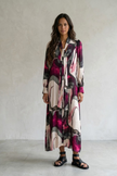 Miranda Abstract Print Dress with Lavalliere Neckline