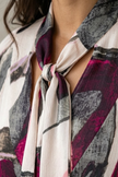 Miranda Abstract Print Dress with Lavalliere Neckline