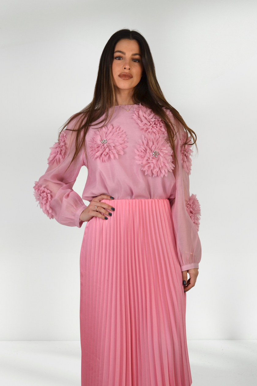 JADE EMBELLISHED FLOWER PINK TOP