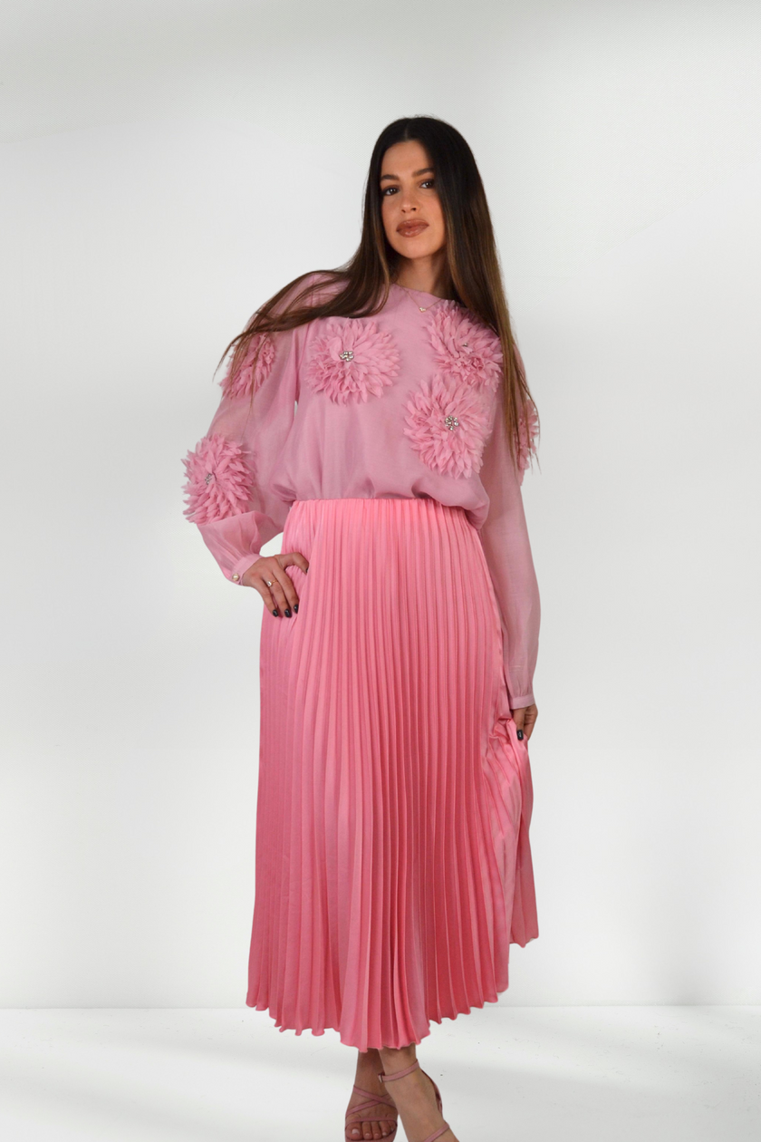 JADE EMBELLISHED FLOWER PINK TOP