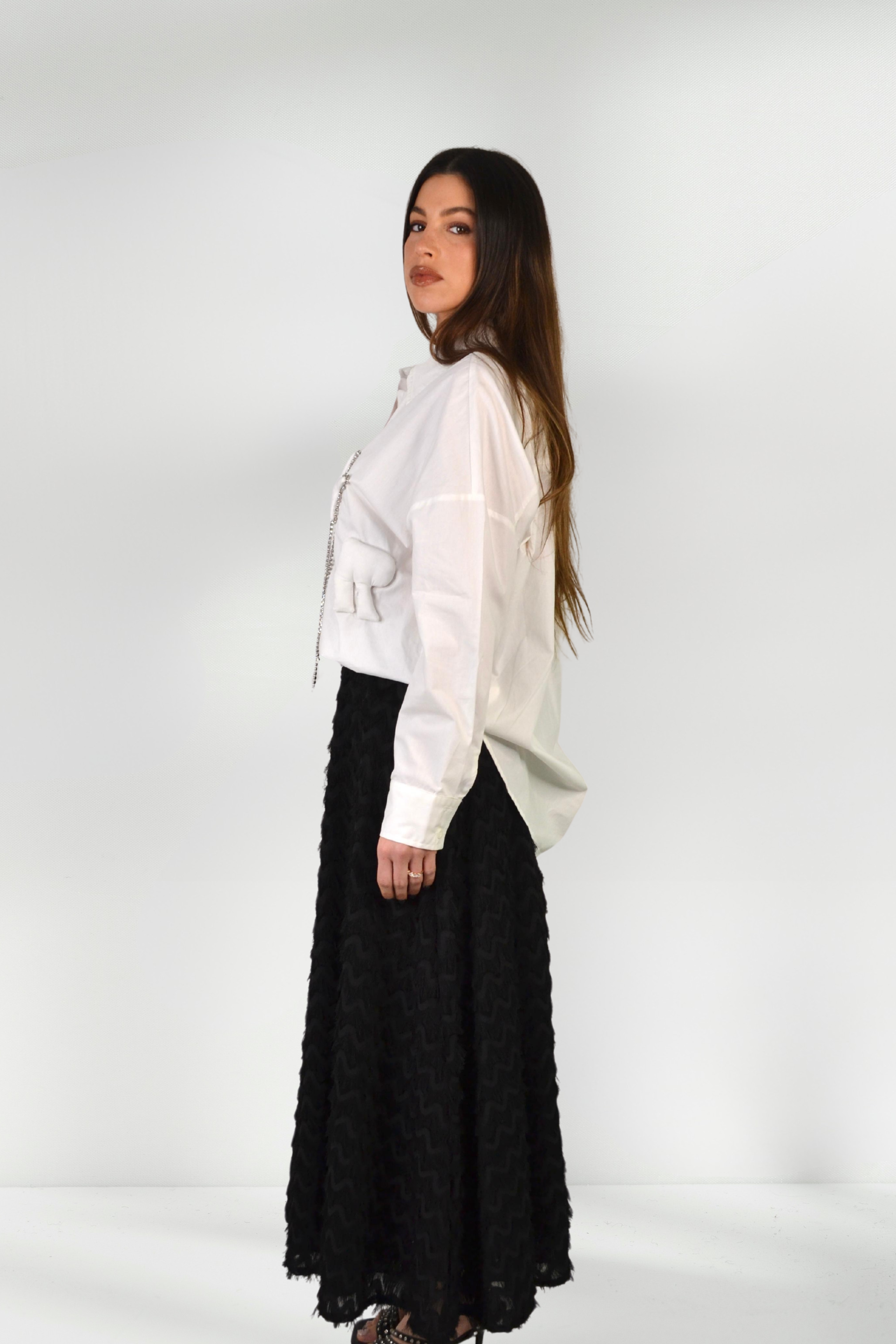 GRAZIA EMBROIDERED WHITE SHIRT WITH STAR DETAIL