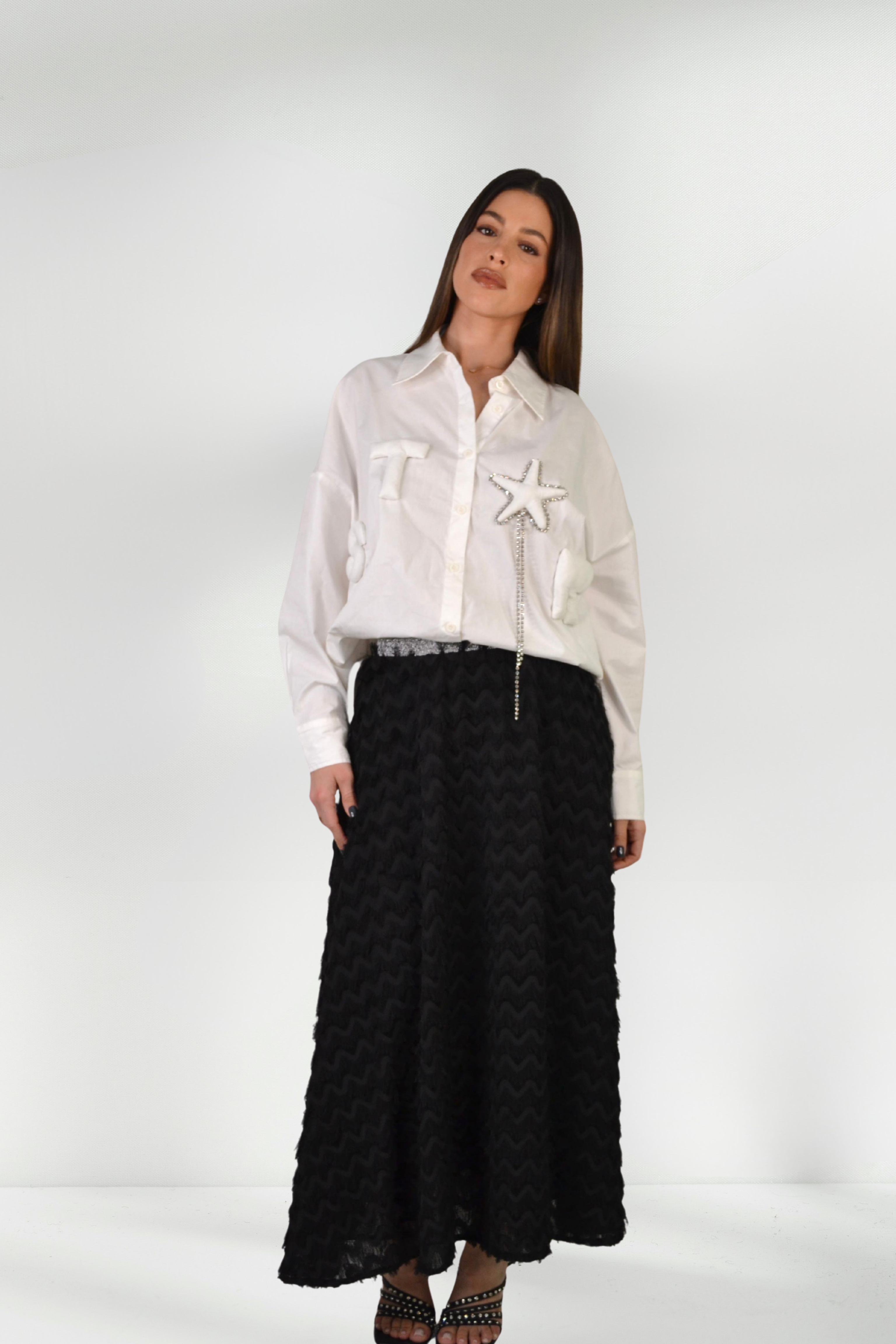 GRAZIA EMBROIDERED WHITE SHIRT WITH STAR DETAIL