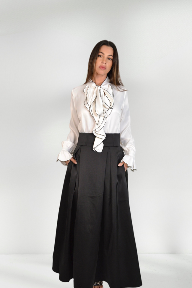 CHLOE RUFFLED SATIN BLOUSE