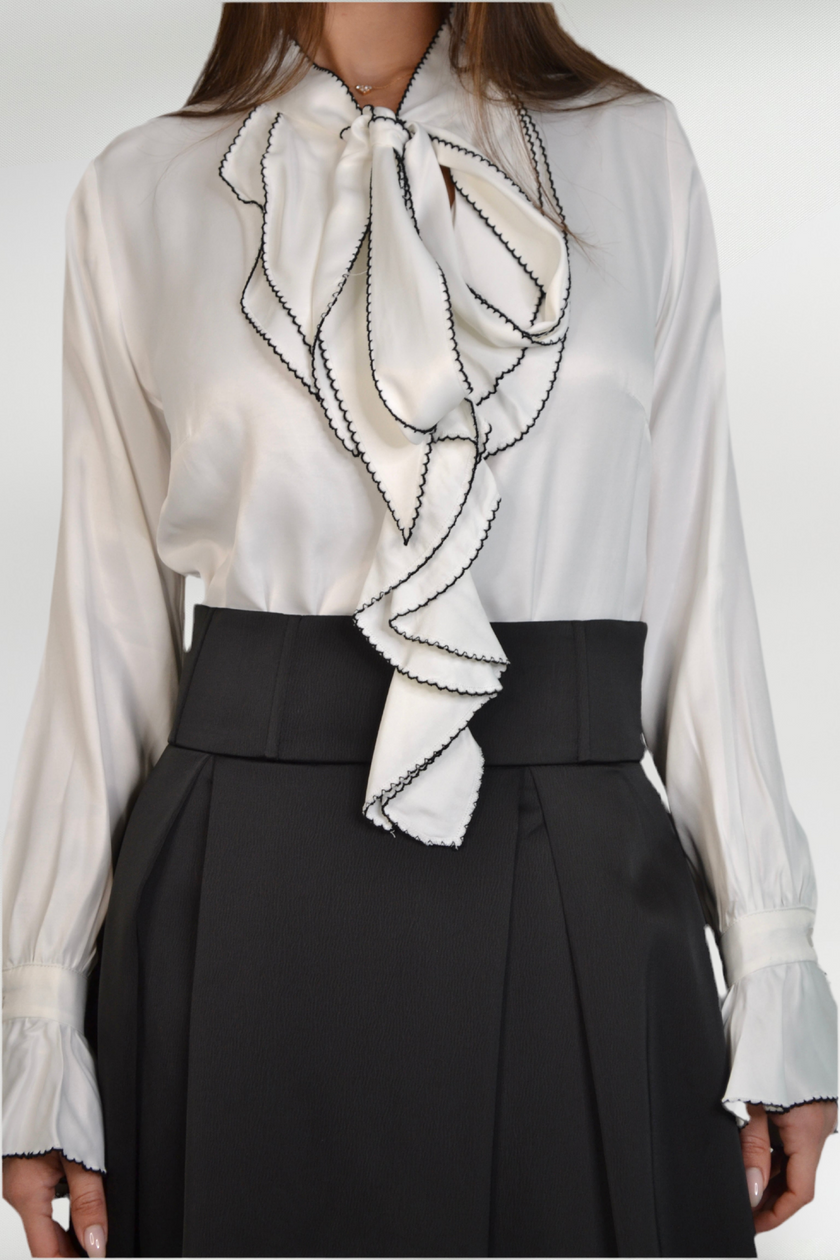 CHLOE RUFFLED SATIN BLOUSE