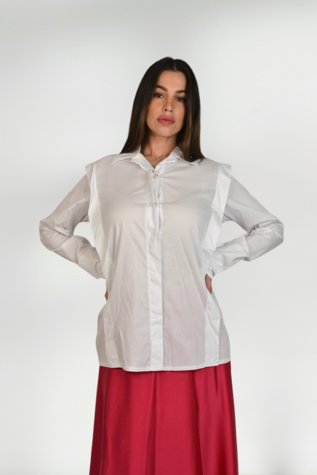 HAYA WHITE SHIRT WITH EXTRA-LONG CUFFS