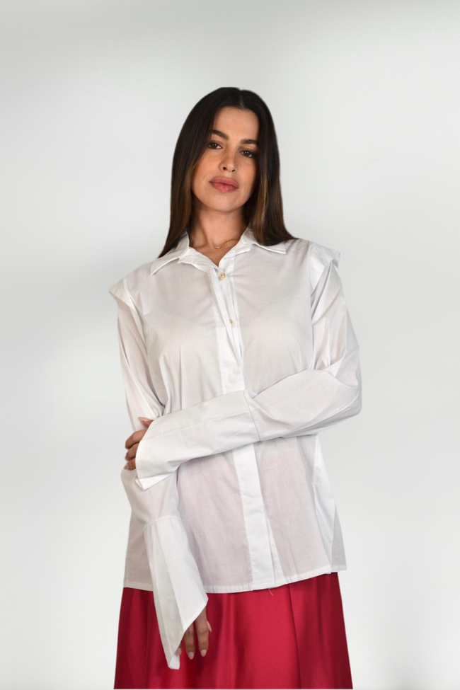 HAYA WHITE SHIRT WITH EXTRA-LONG CUFFS