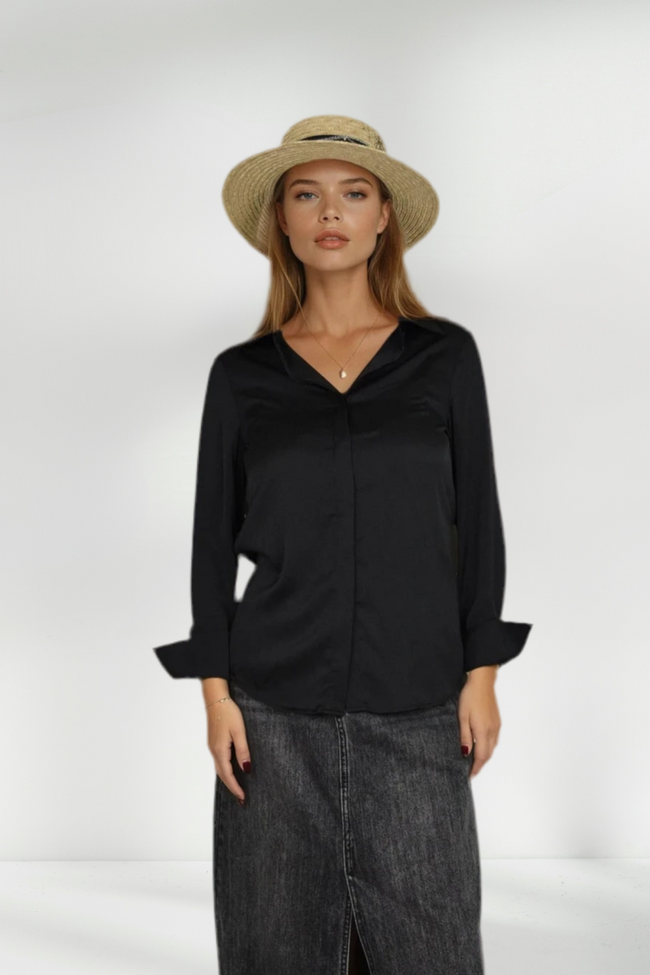 NAYA SATIN LONG-SLEEVE BLOUSE