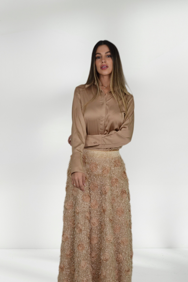 NAYA SATIN LONG-SLEEVE BLOUSE