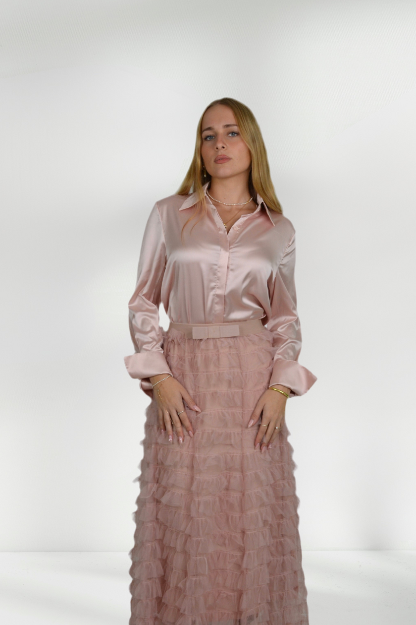 NAYA SATIN LONG-SLEEVE BLOUSE