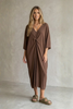 Elysa Knot-Front Textured Midi Dress