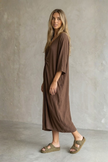 Elysa Knot-Front Textured Midi Dress