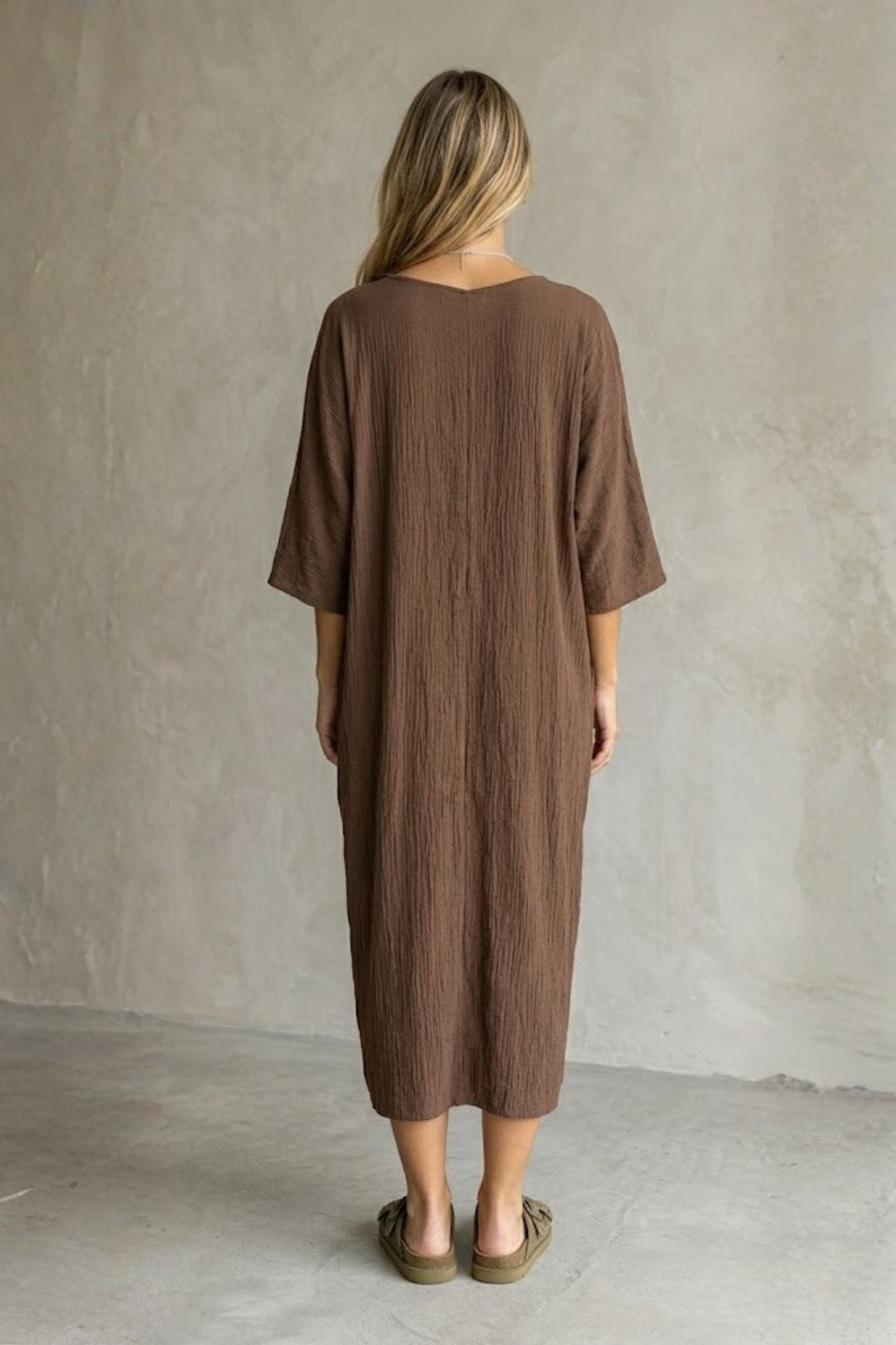 Elysa Knot-Front Textured Midi Dress