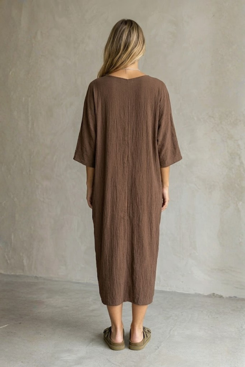 Elysa Knot-Front Textured Midi Dress