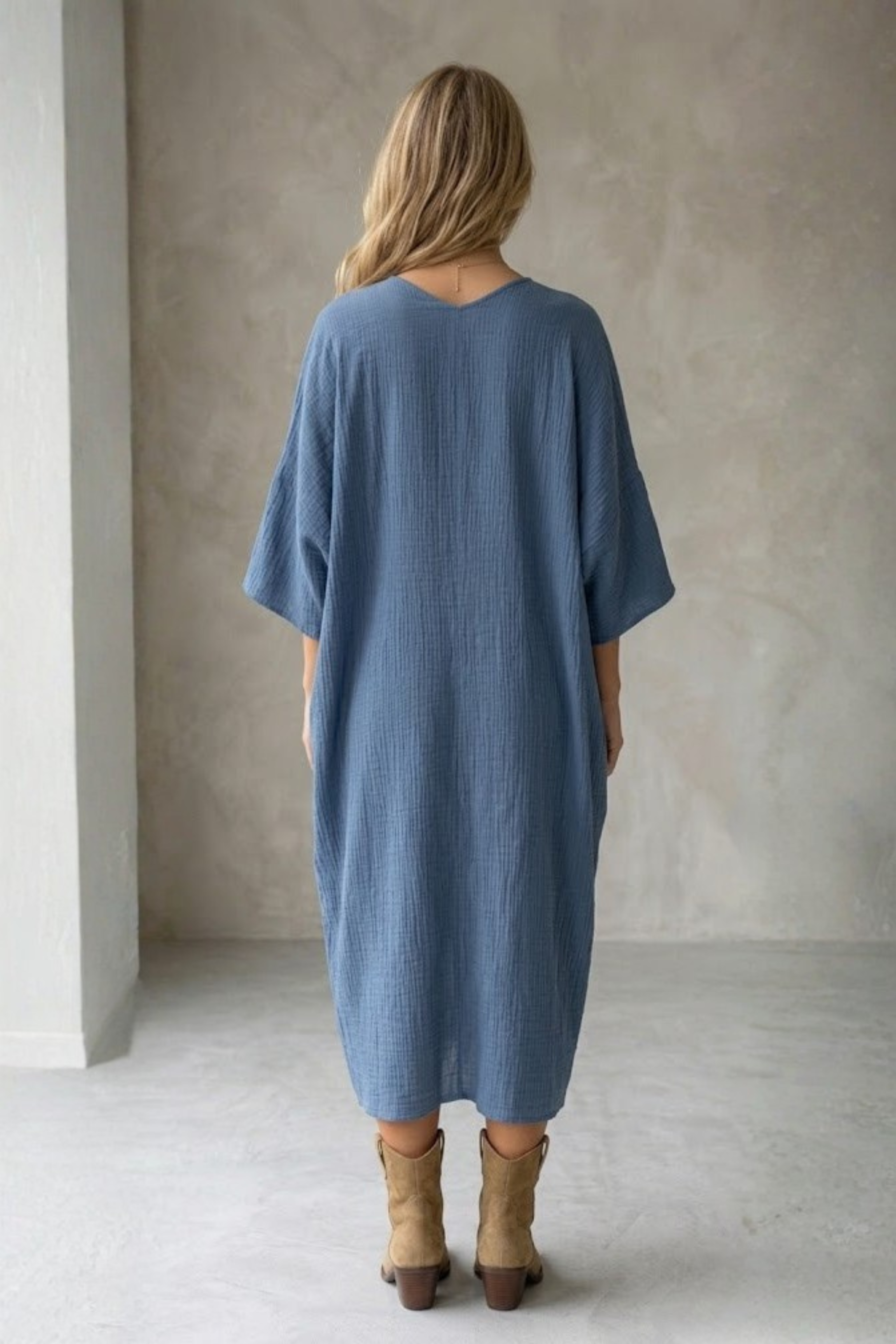 Elysa Knot-Front Textured Midi Dress