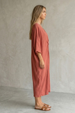 Elysa Knot-Front Textured Midi Dress
