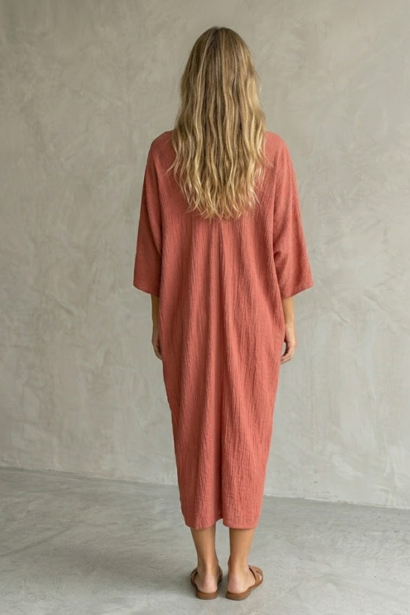 Elysa Knot-Front Textured Midi Dress