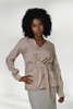 EVER BEIGE WRAP TOP WITH RHINESTONE BUCKLE