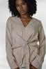 EVER BEIGE WRAP TOP WITH RHINESTONE BUCKLE