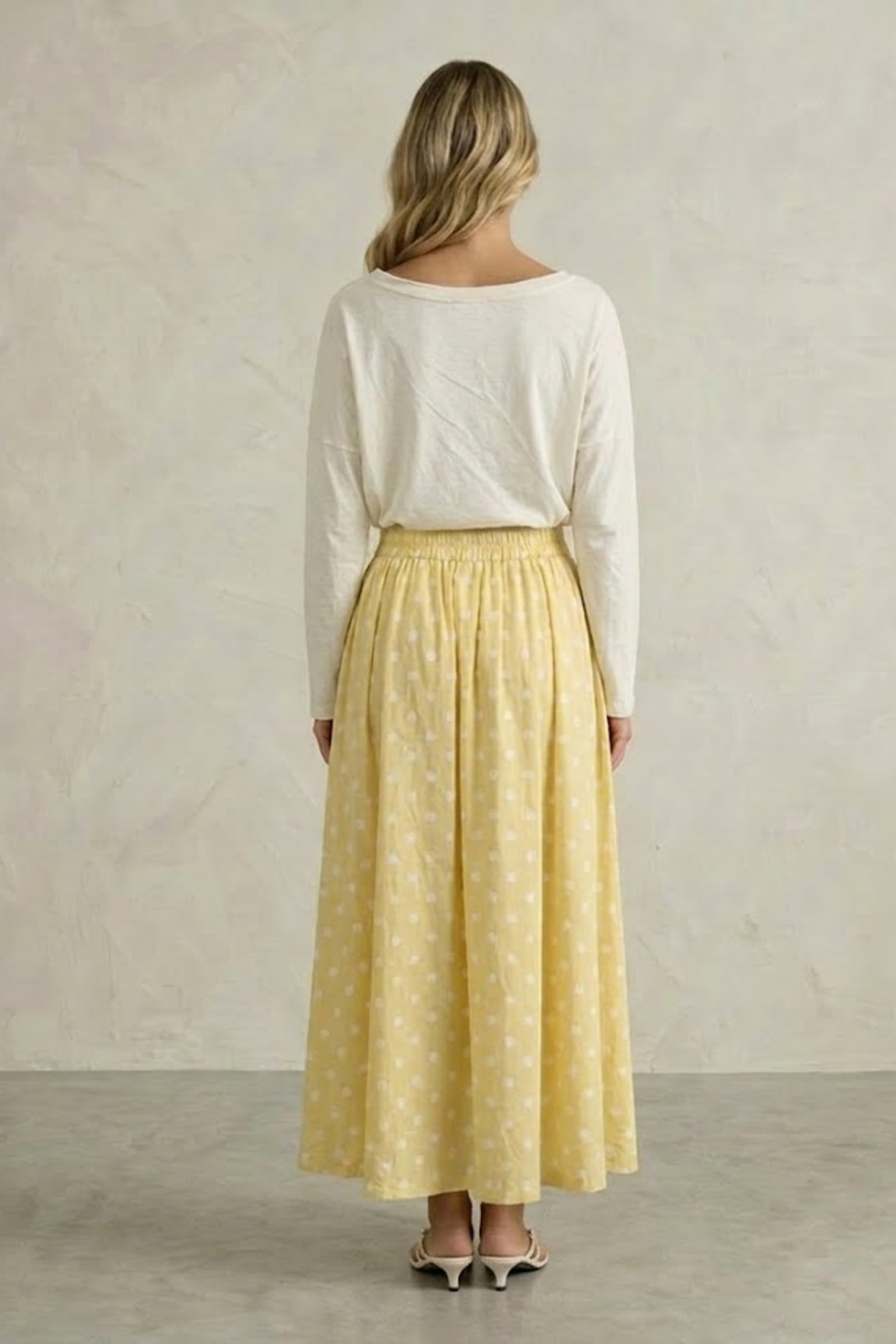 Reina Polka Dot Flowy Maxi Skirt