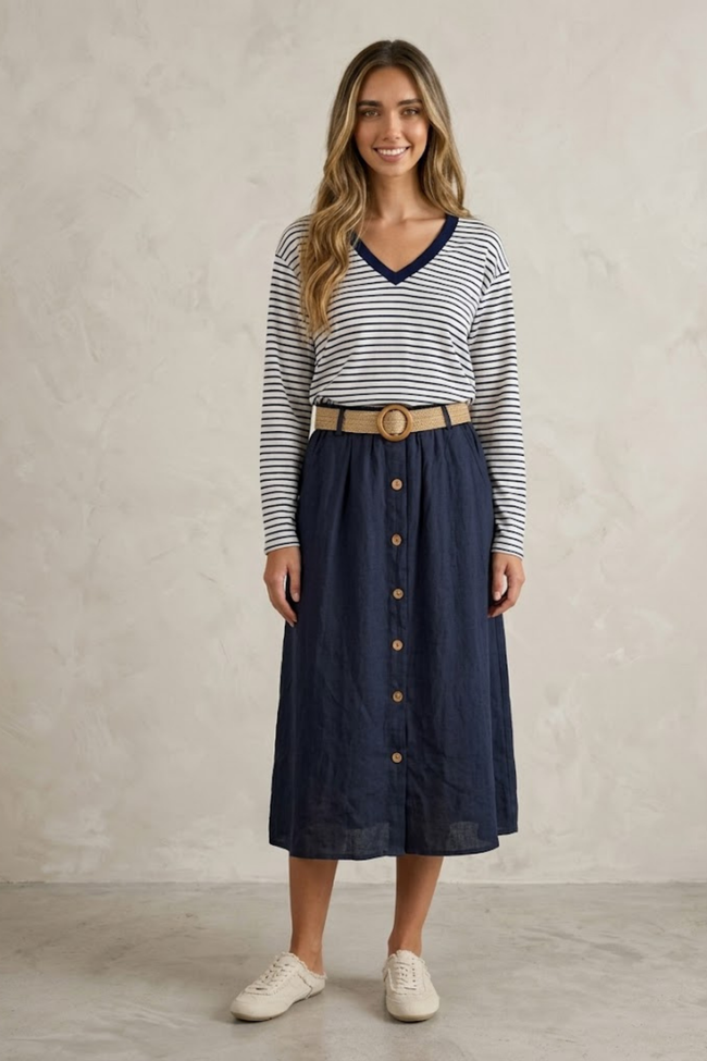 Barbara Button-Down Midi Skirt