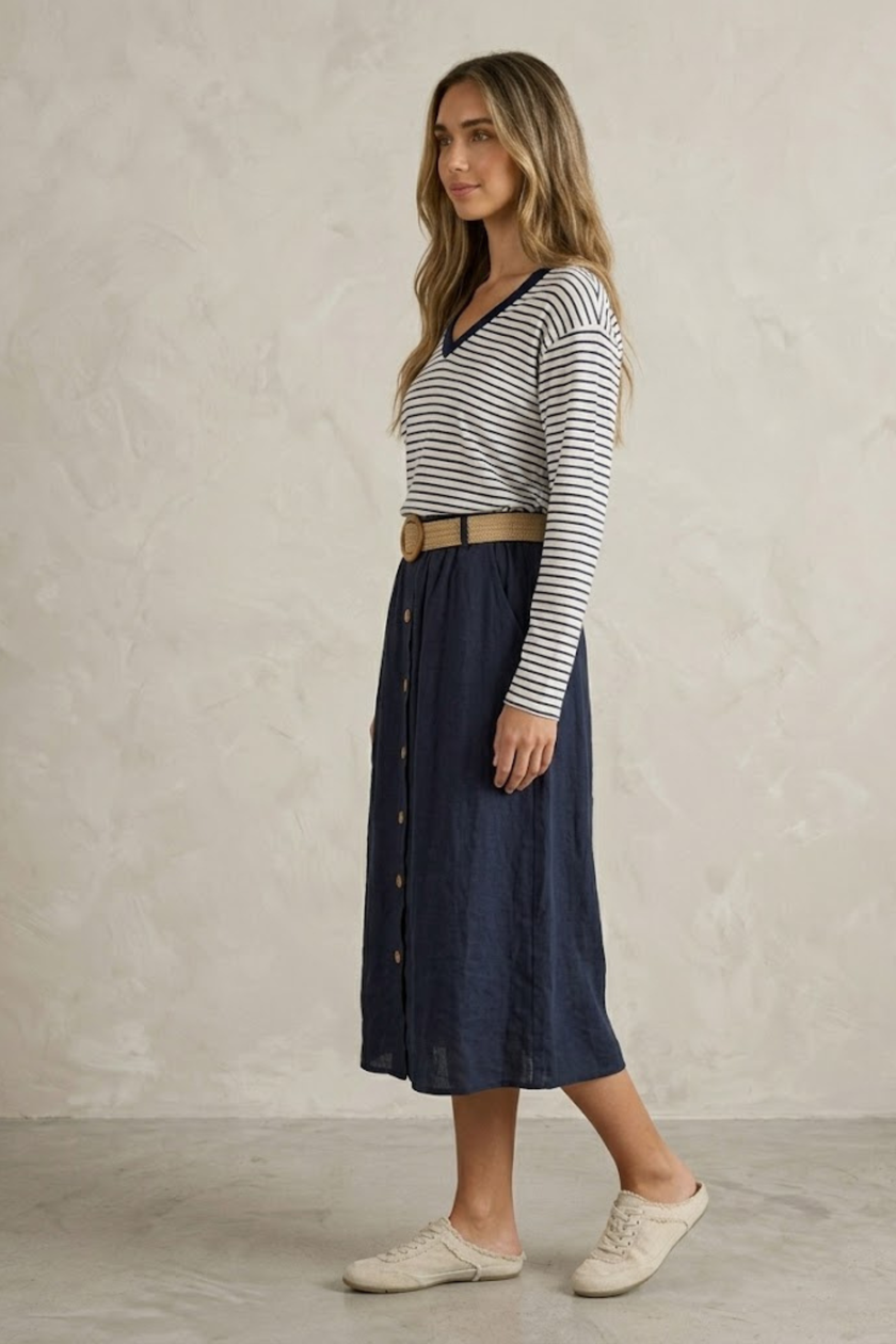 Nava Striped V-Neck Top