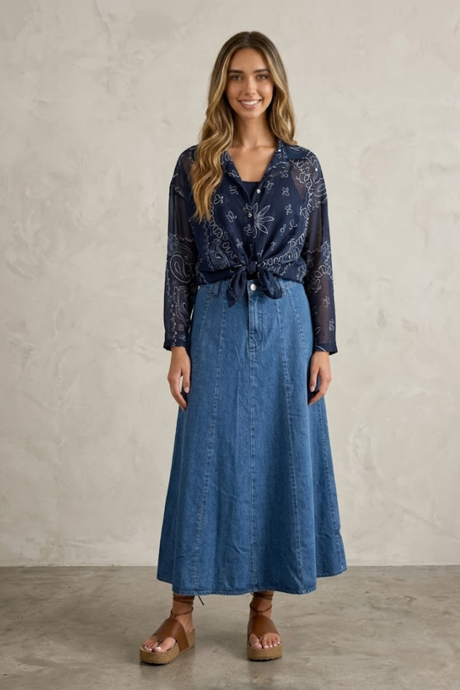 Paola Denim Maxi Skirt