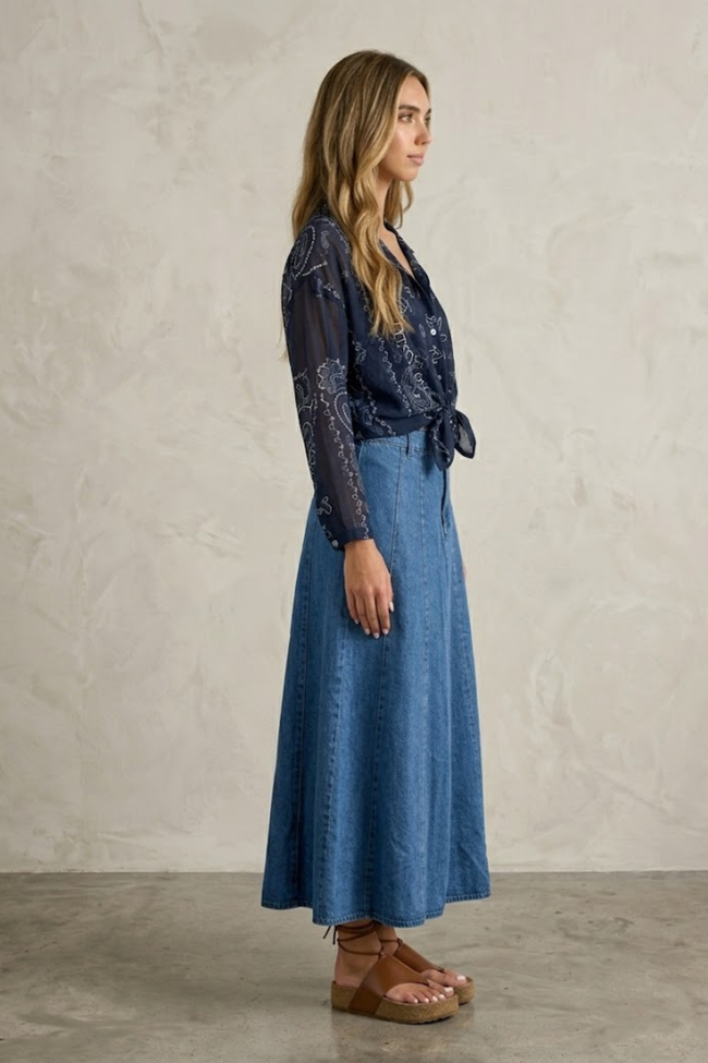 Paola Denim Maxi Skirt