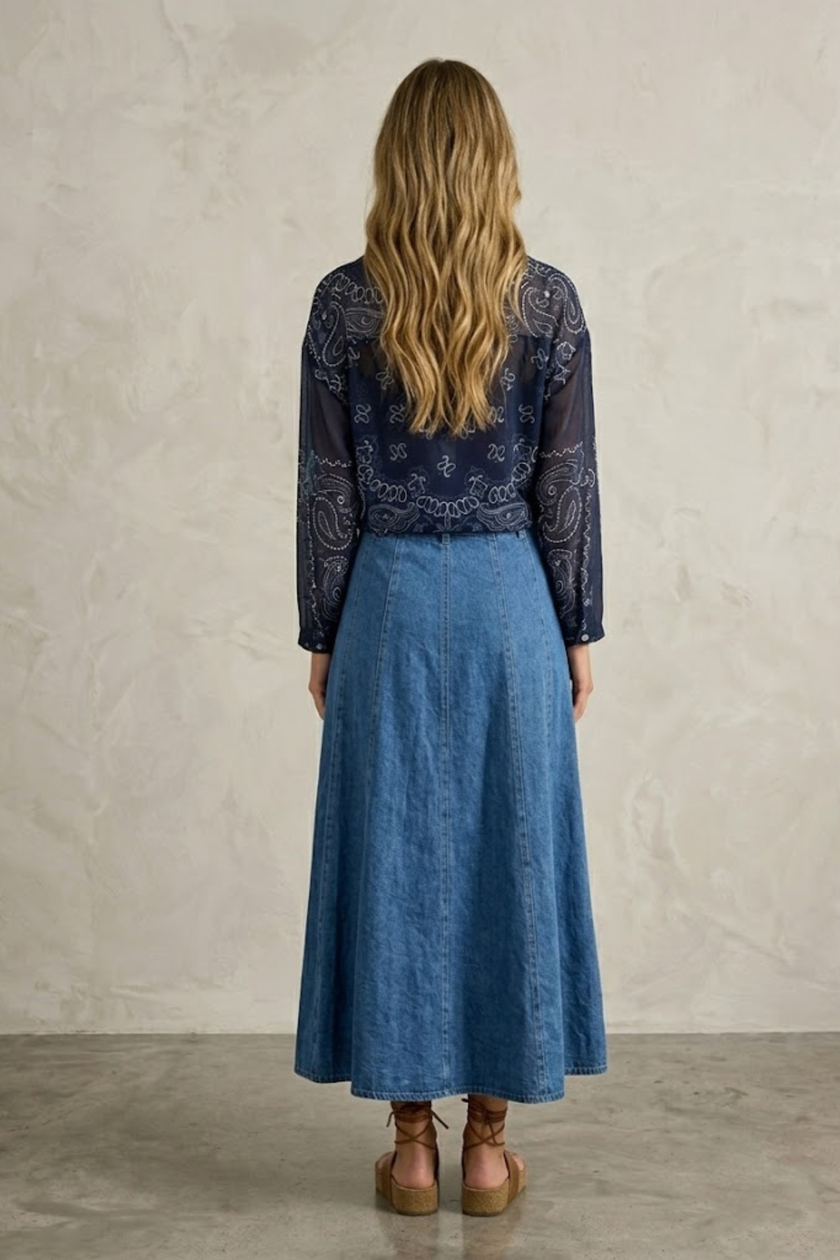 Paola Denim Maxi Skirt