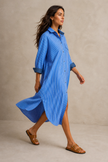 Bar Oversized Striped Shirt Dress – Blue
